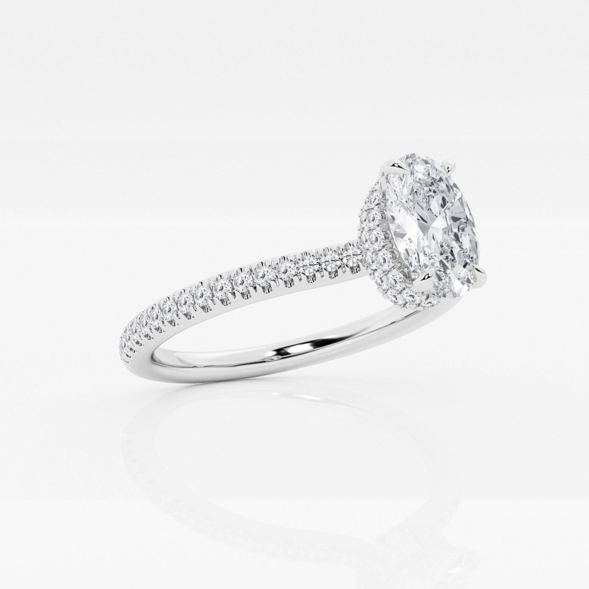 1 1/3 ctw Oval Lab Grown Diamond Double Hidden Halo Engagement Ring