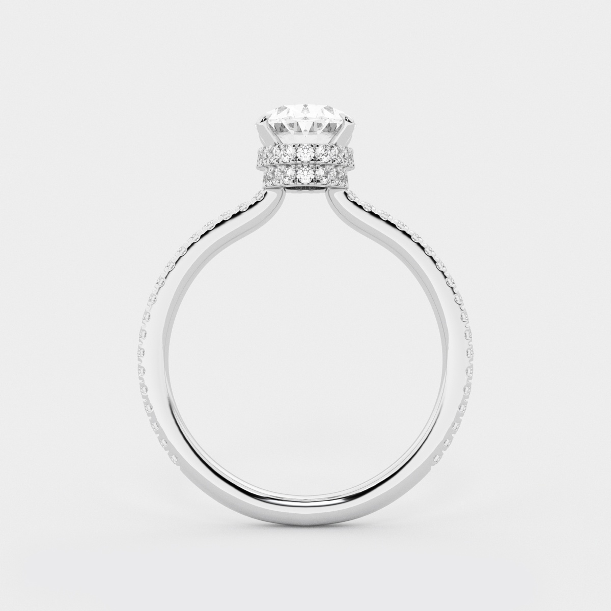 2 1/3 ctw Oval Lab Grown Diamond Double Hidden Halo Engagement Ring