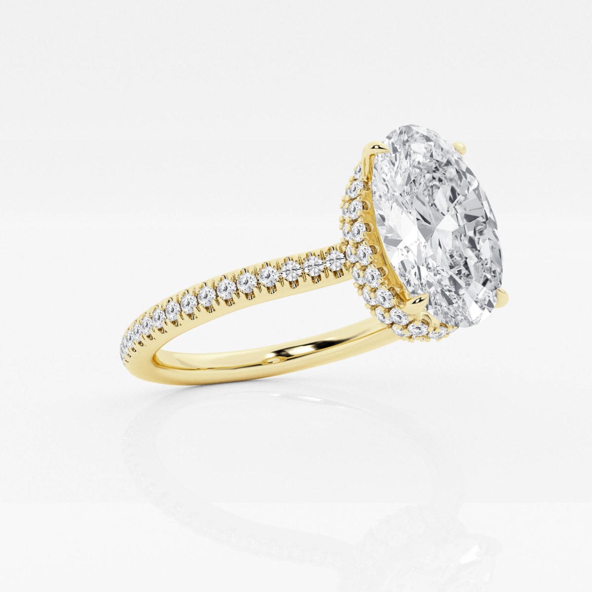 3 3/8 ctw Oval Lab Grown Diamond Double Hidden Halo Engagement Ring