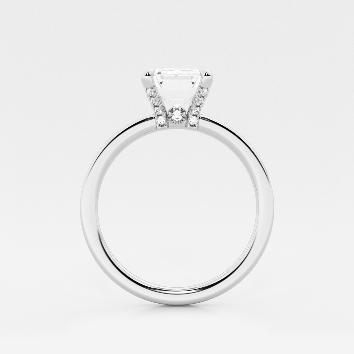 3 1/10 ctw Emerald Lab Grown Diamond Pave Prong Solitaire Engagement