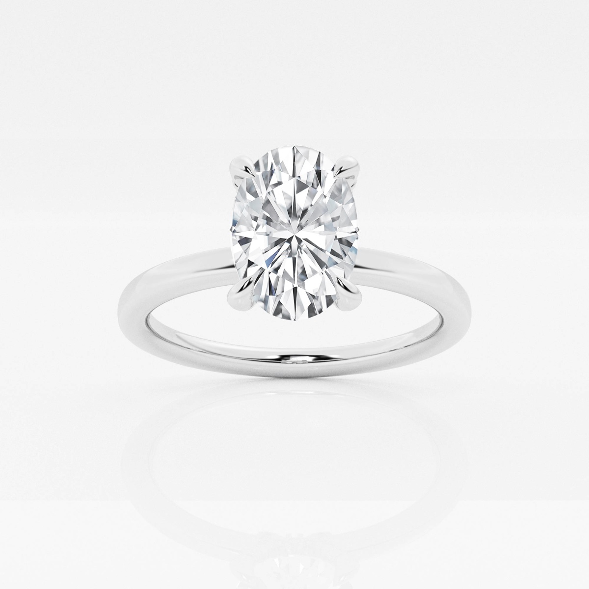 Oval Pave Lab Grown Diamond Engagement Ring, Platinum 950 / Flush / Claw Prongs