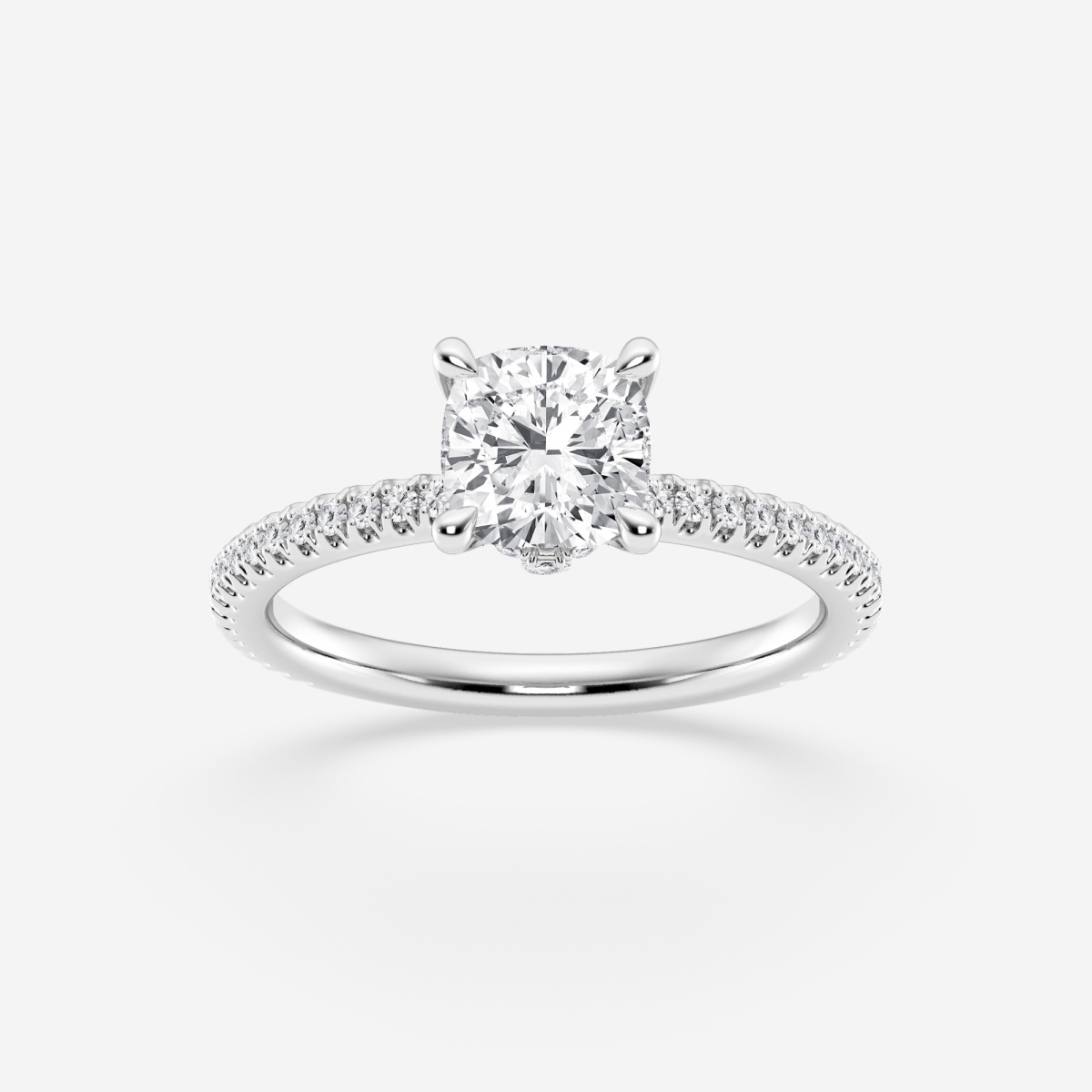 1 1/3 ctw Cushion Lab Grown Diamond Draping Hidden Halo Engagement Ring