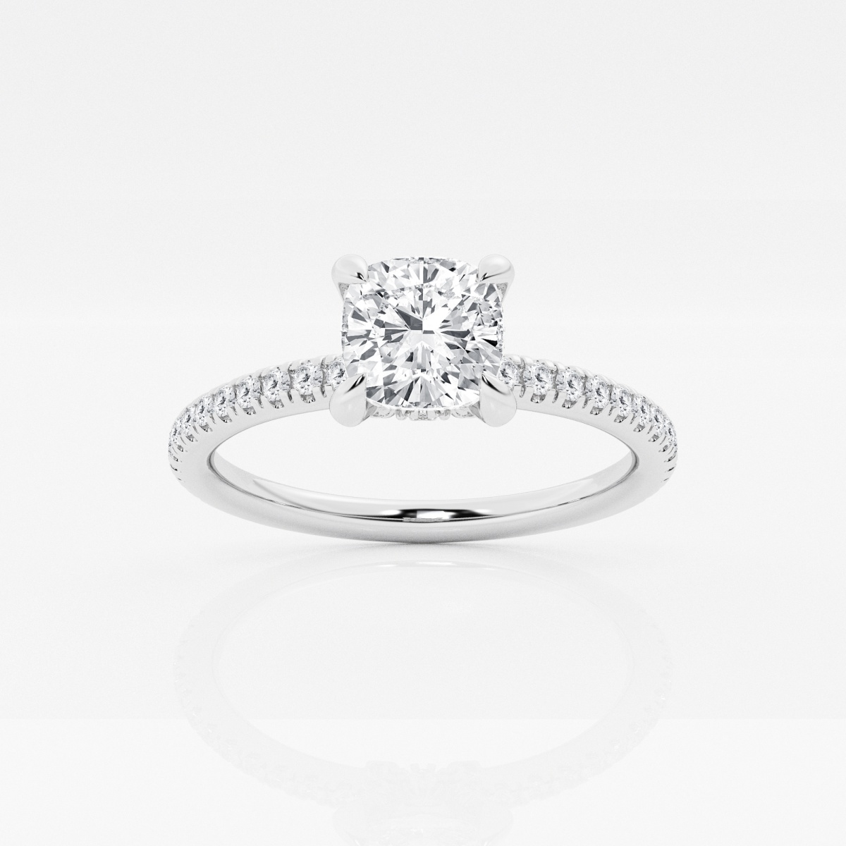 product video for 1 7/8 ctw Cushion Lab Grown Diamond Petite Pave Engagement Ring with Side Accents