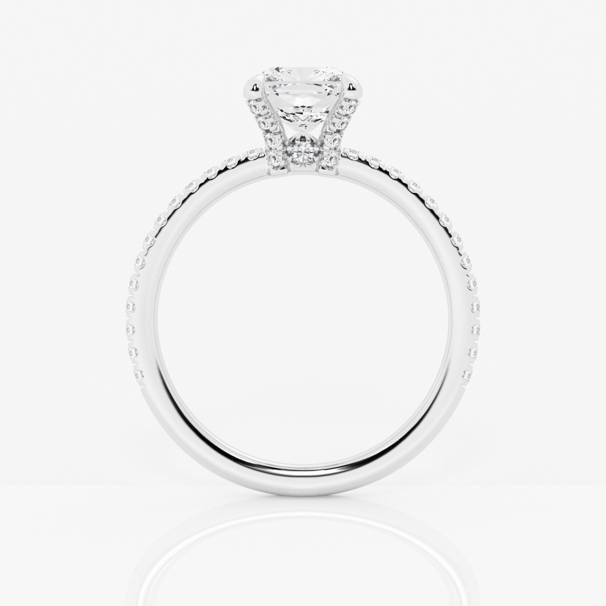 Additional Image 1 for  1 7/8 ctw Cushion Lab Grown Diamond Petite Pave Engagement Ring with Side Accents