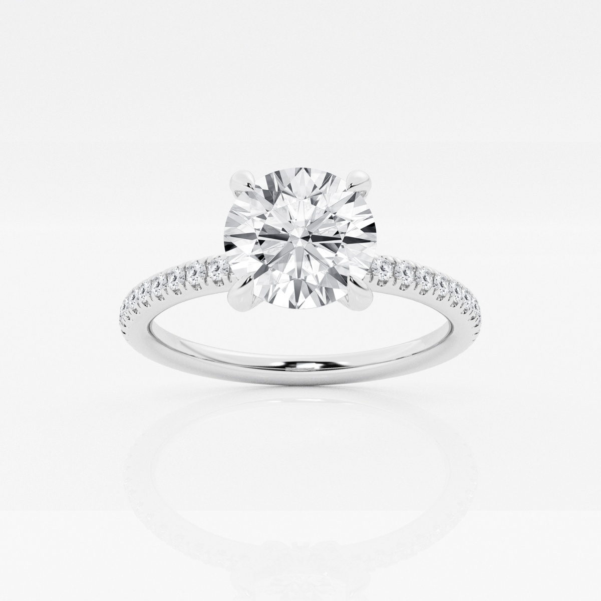 2 1/3 ctw Round Lab Grown Diamond Petite Pave Engagement Ring with Side Accents