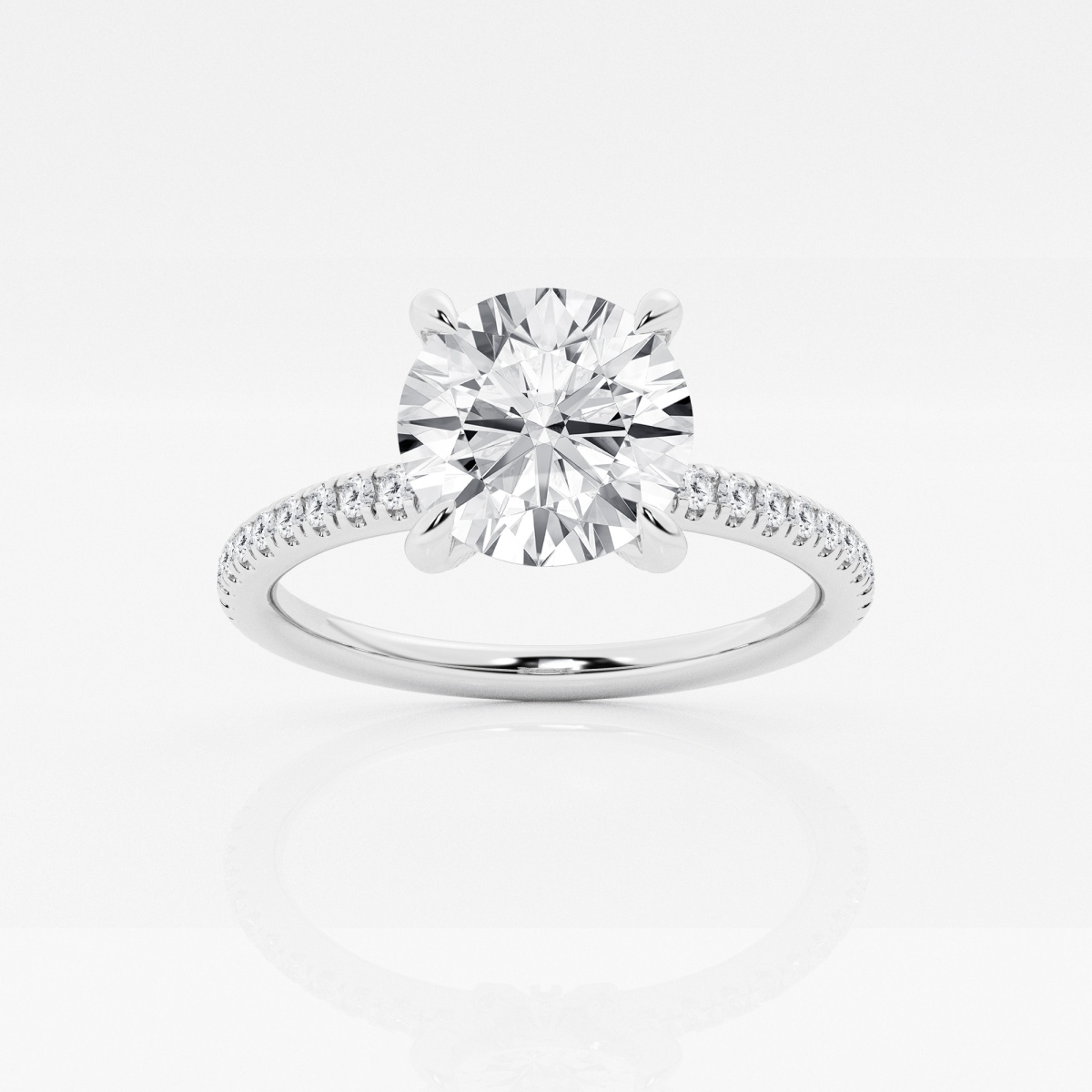 3 1/3 ctw Round Lab Grown Diamond Petite Pave Engagement Ring with Side Accents