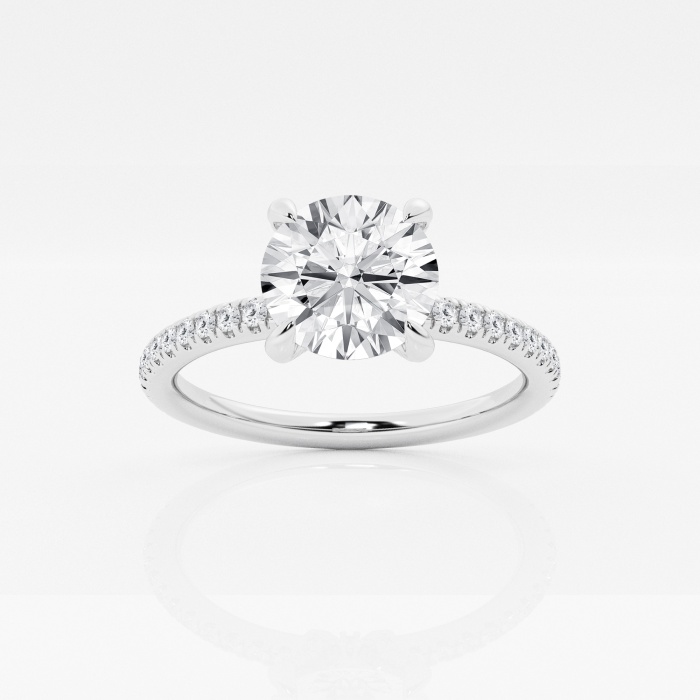 2 1/3 ctw Round Lab Grown Diamond Petite Pave Engagement Ring with Side Accents
