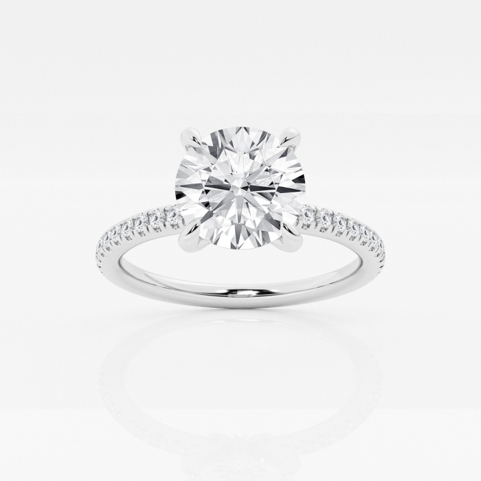 3 1/3 ctw Round Lab Grown Diamond Petite Pave Engagement Ring with Side Accents