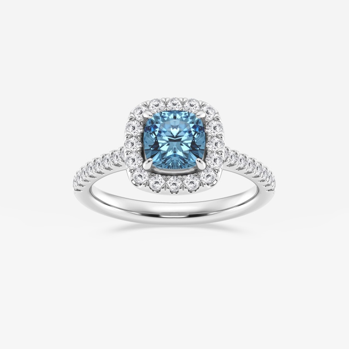 Fancy Blue Cushion Halo Engagement Ring
