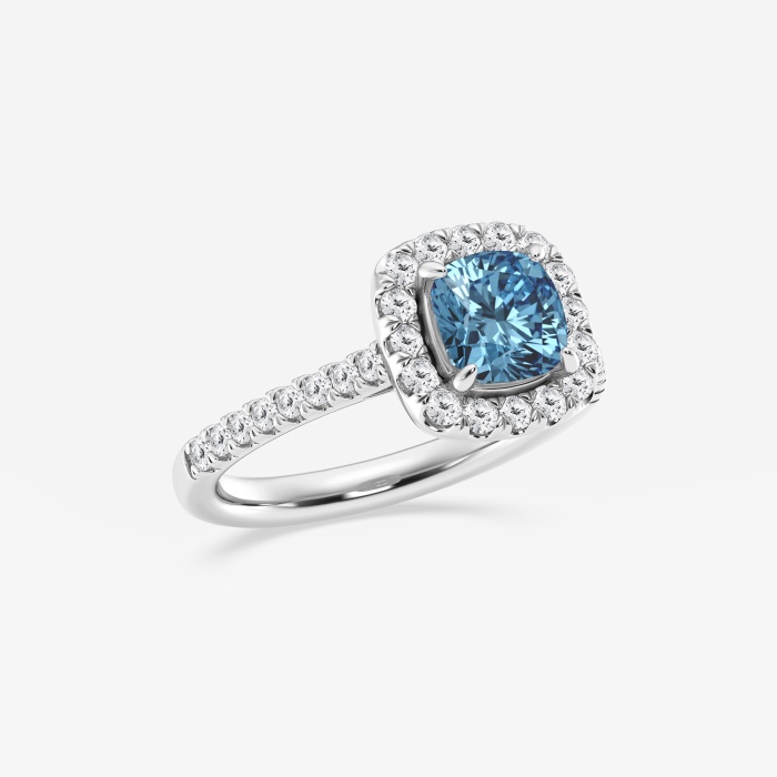 Fancy Blue Cushion Halo Engagement Ring