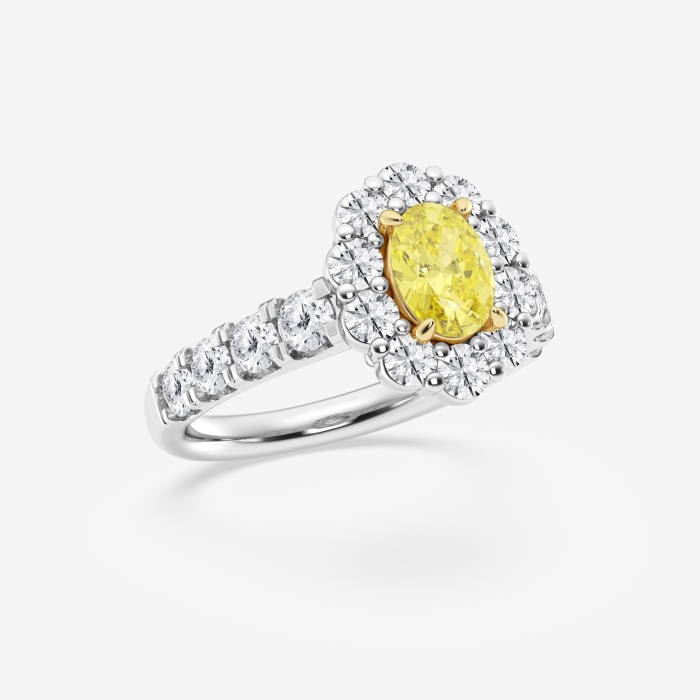 Additional Image 1 for  2 1/2 ctw Oval Lab Grown Diamond Fancy Yellow Framed Halo Engagement Ring