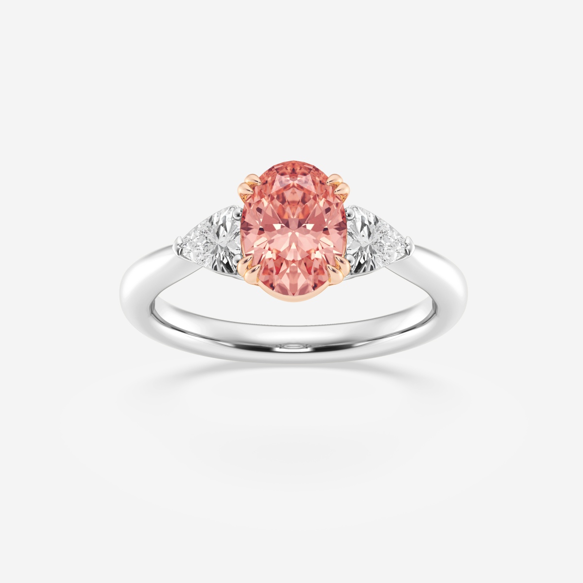 2 ctw Oval Lab Grown Diamond Fancy Pink With Trillion Three-Stone Engagement Ring
