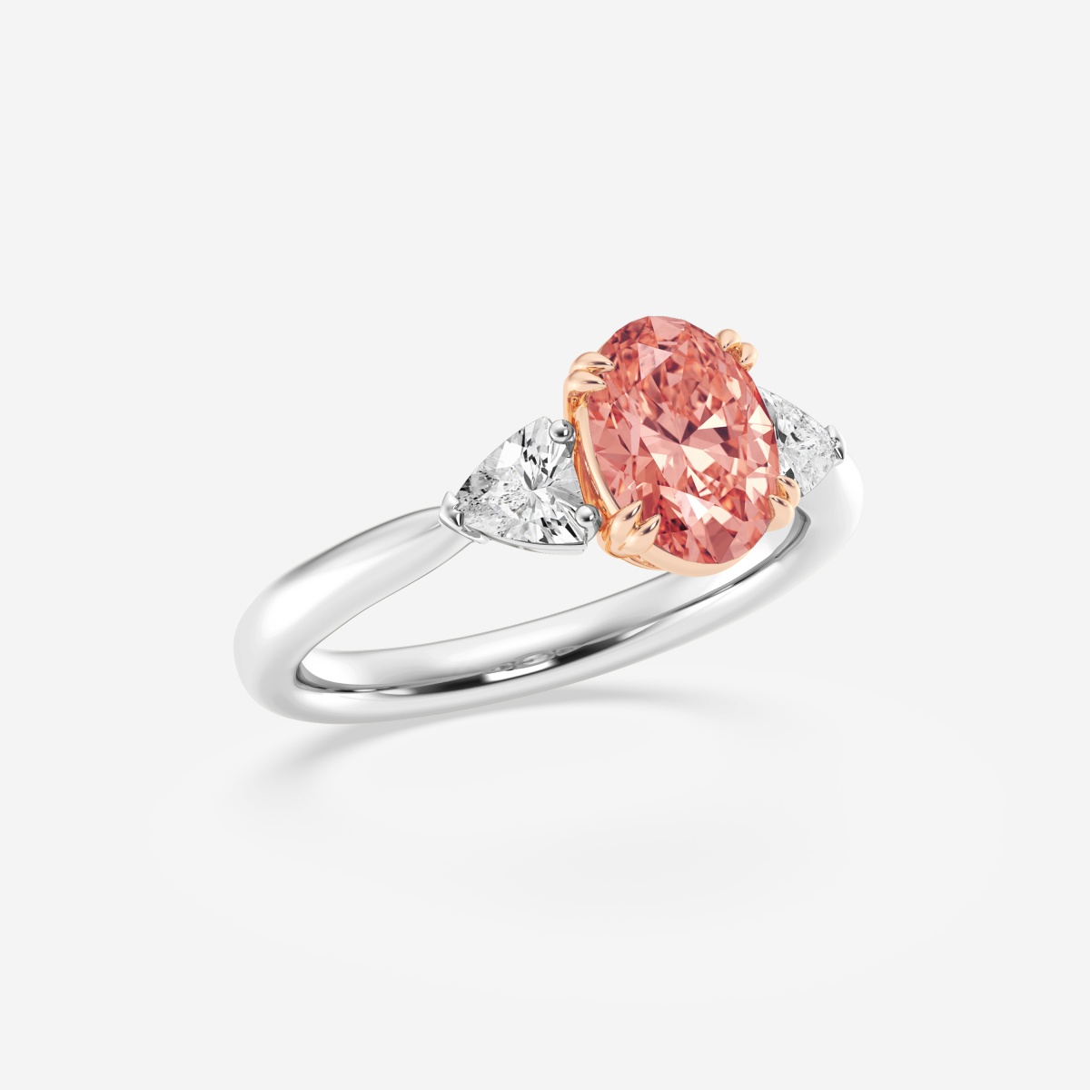 Additional Image 1 for  2 ctw Oval Lab Grown Diamond Fancy Pink With Trillion Three-Stone Engagement Ring