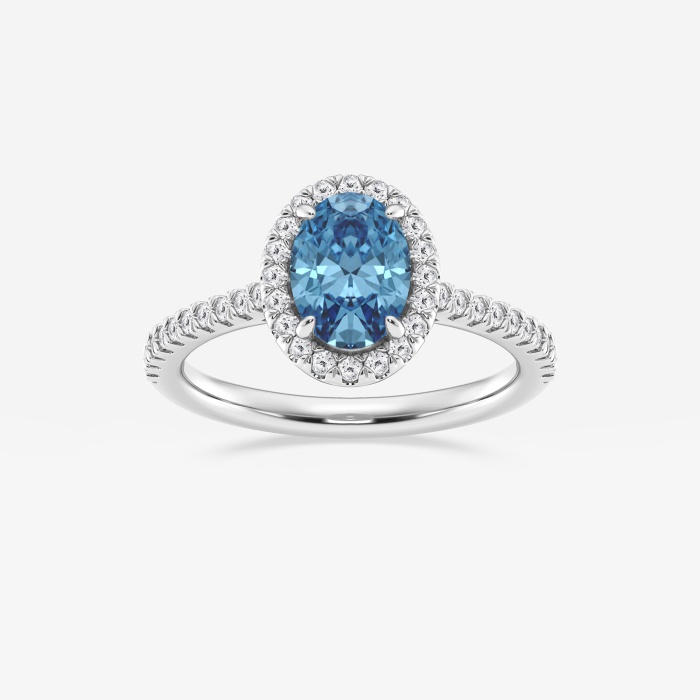 Fancy Blue Oval Halo Engagement Ring