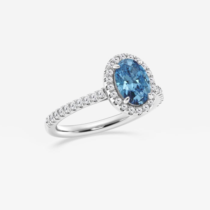 Fancy Blue Oval Halo Engagement Ring