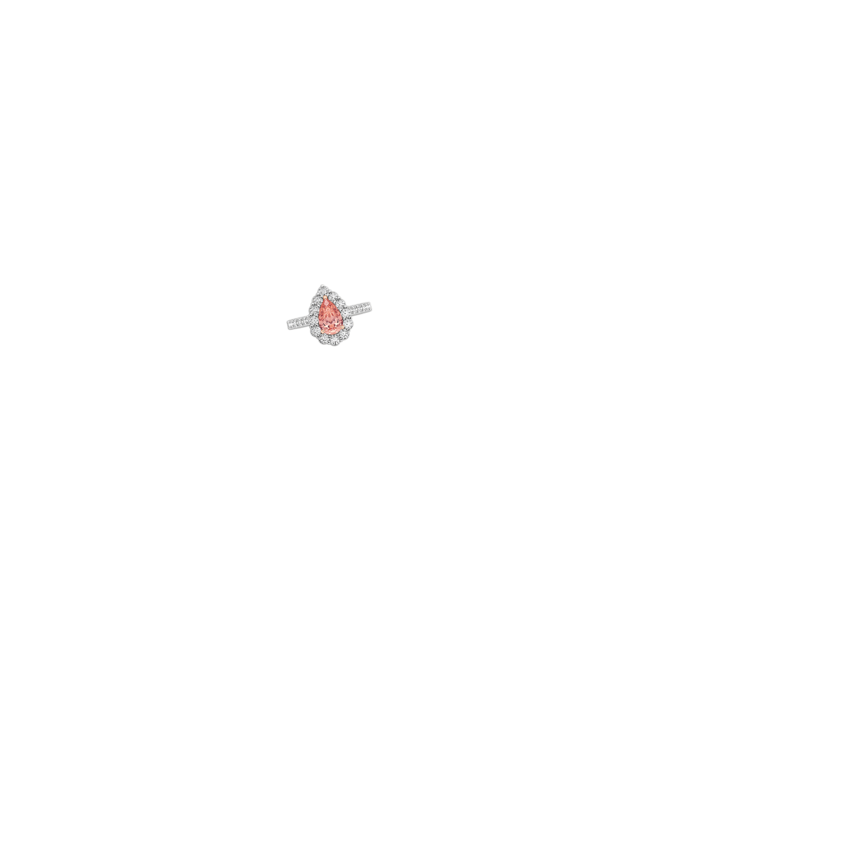 Imagen de tono de color de piel de mano para anillo de compromiso con halo de diamante cultivado en laboratorio de pera de 2 ctw rosa elegante con marco engarzado con puntas