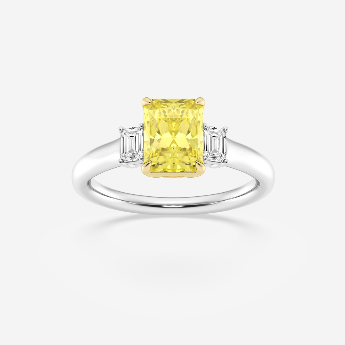 1 7/8 ctw Radiant Lab Grown Diamond Fancy Yellow With Side Emerald Cuts Three-Stone Engagement Ring