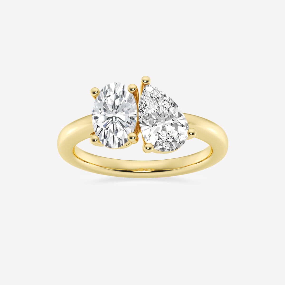 3 ctw Toi Et Moi Pear and Oval Engagement Ring 14K Yellow Gold, F, VS2