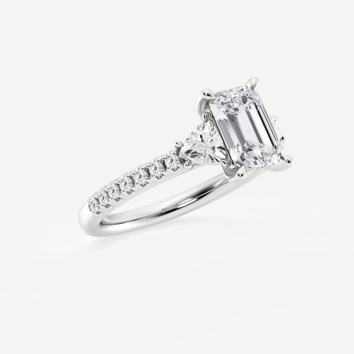 2 2/3 ctw Emerald Lab Grown Diamond ThreeStone Engagement Ring with