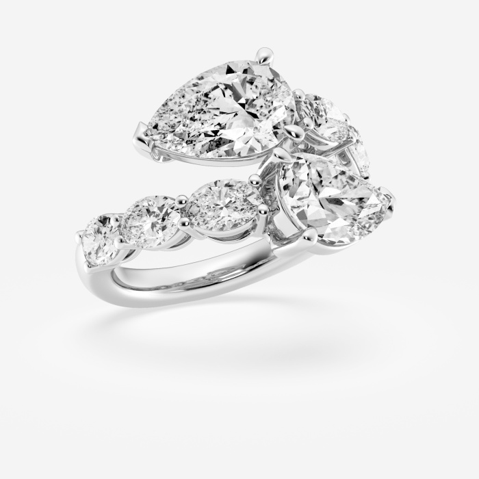 Additional Image 1 for  Badgley Mischka Colorless 7 3/4 ctw Pear and Oval Lab Grown Diamond Bypass Fashion Ring