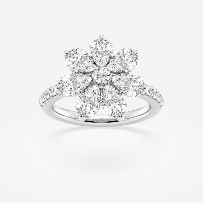 3 ctw Pear Lab Grown Diamond Flower Fashion Ring