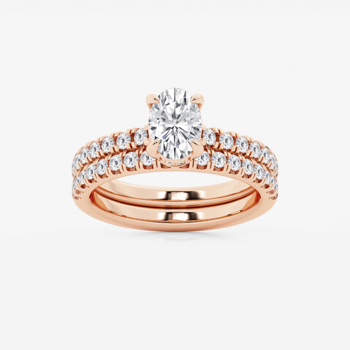 thumbnail image 2 of Women's 14k Yellow Gold 2.10 Ct Engagement Wedding Ring Set - Round Cut Simulated Diamond, Solitaire With Accents, Size 7 2 of 4