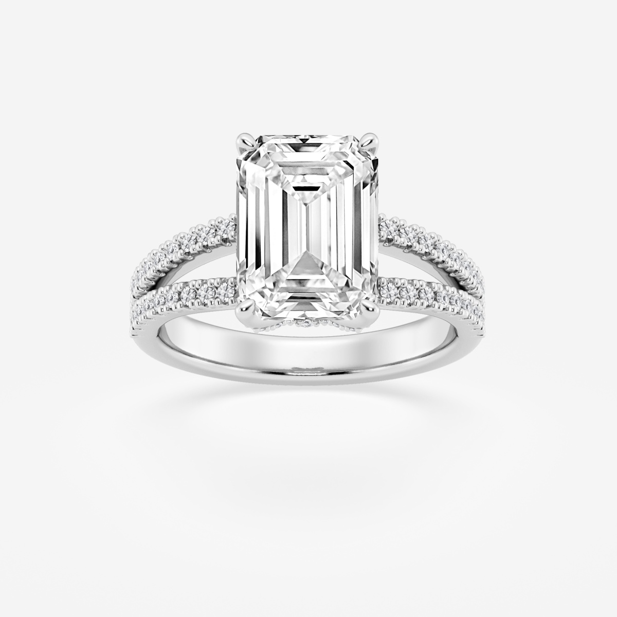 Badgley Mischka Near-Colorless 4 2/5 ctw Emerald Lab Grown Diamond Split  Shank Draped Hidden Halo Engagement Ring - Grownbrilliance