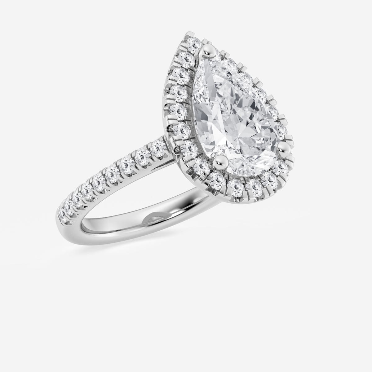 3 2/3 ctw Pear Lab Grown Diamond French Pave Halo Engagement Ring ...