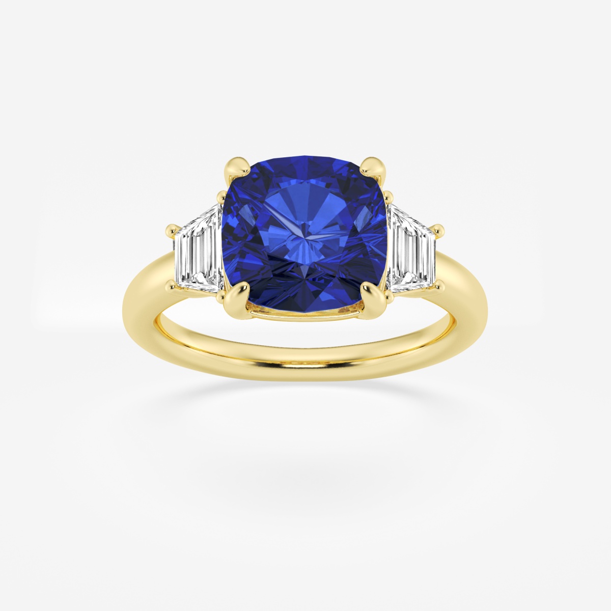 9mm Cushion Cut Created Sapphire and 5/8 ctw Lab Grown Diamond Three ...