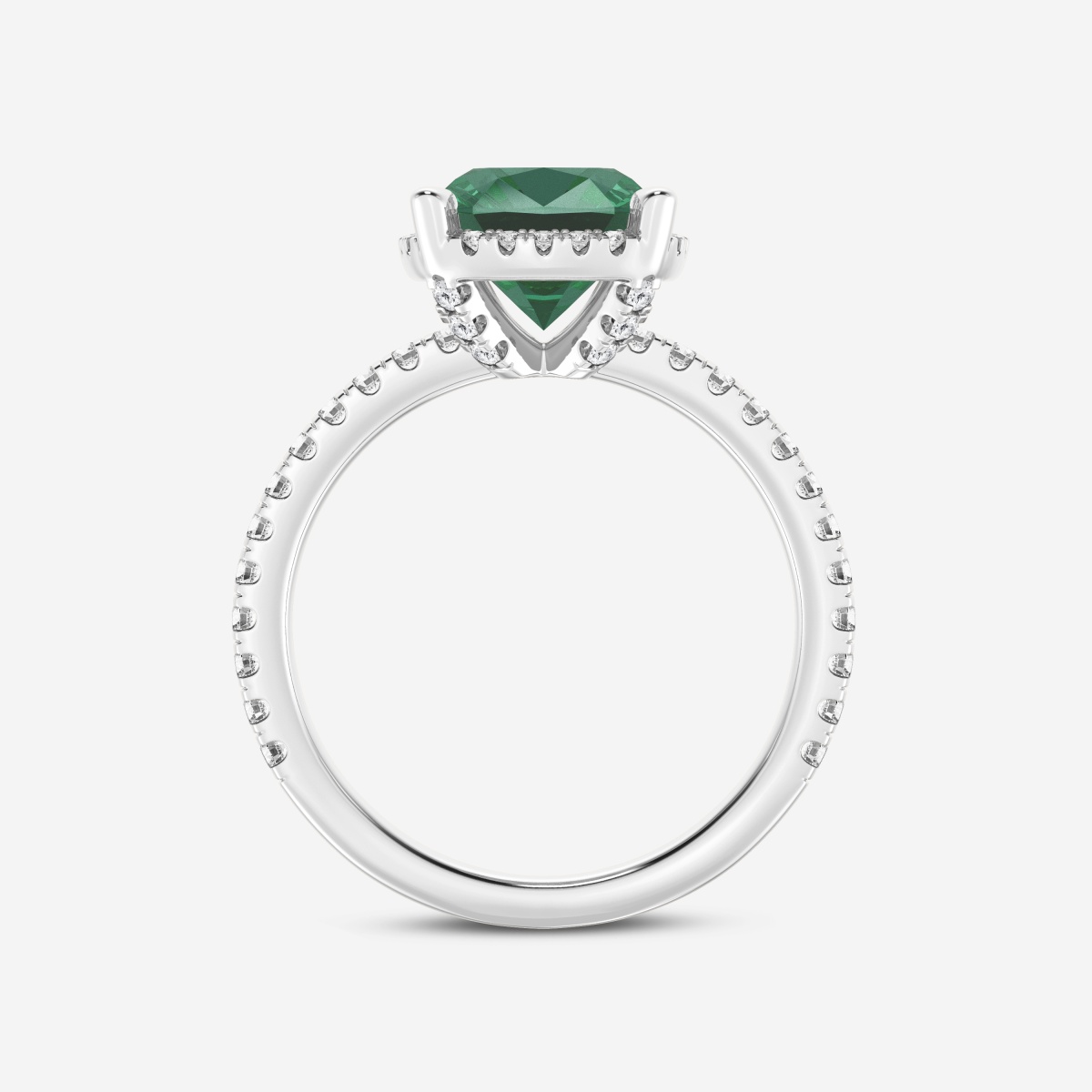 Additional Image 1 for  8 mm Cushion Cut Created Emerald and 2/5 ctw Lab Grown Diamond Halo Engagement Ring