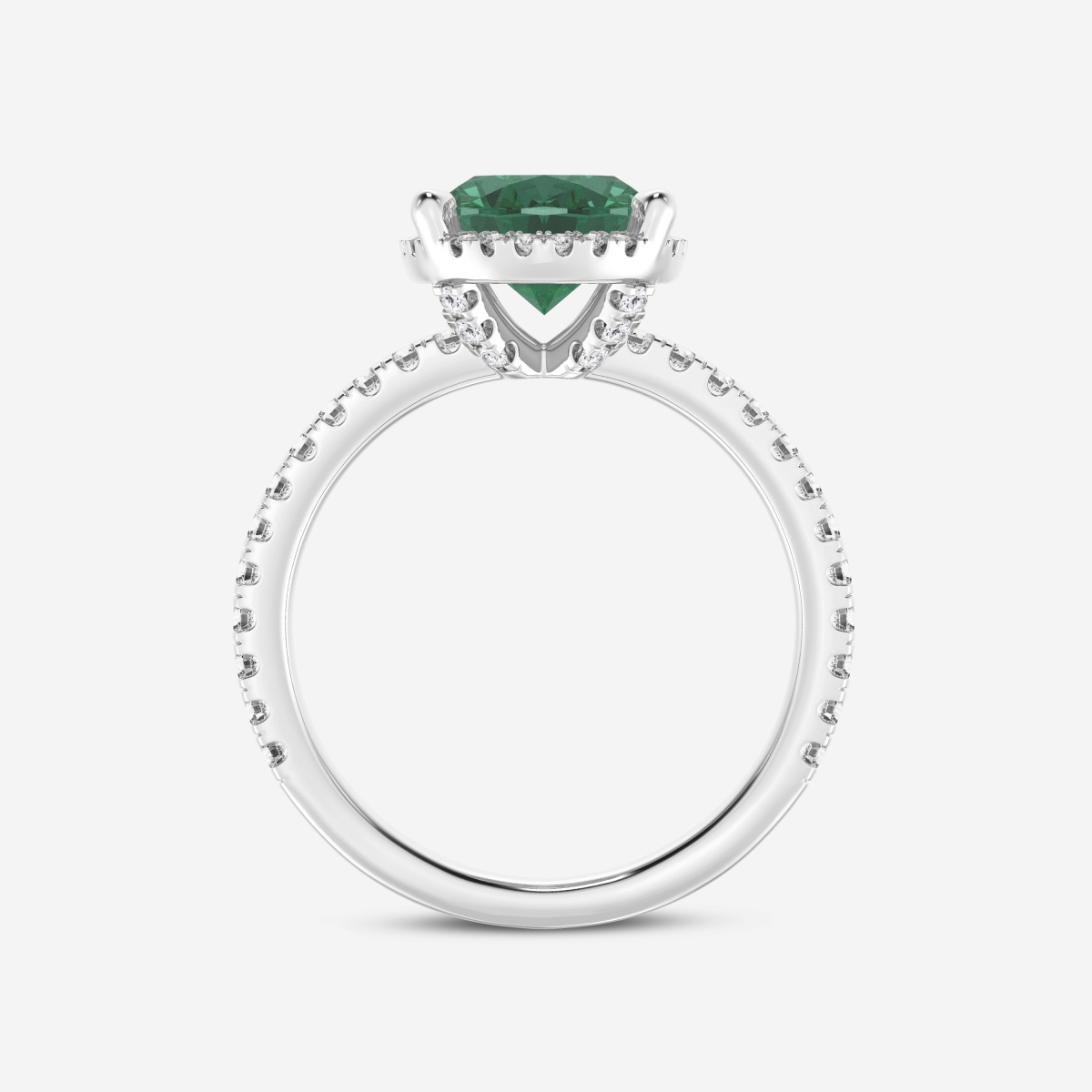 Additional Image 1 for  10x8mm Oval Cut Created Emerald and 2/5 ctw Lab Grown Diamond Halo Engagement Ring