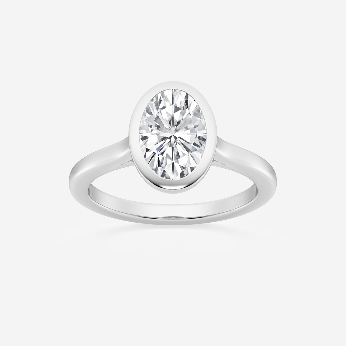 2 ctw Oval Lab Grown Diamond Bezel Set Solitaire Engagement Ring
