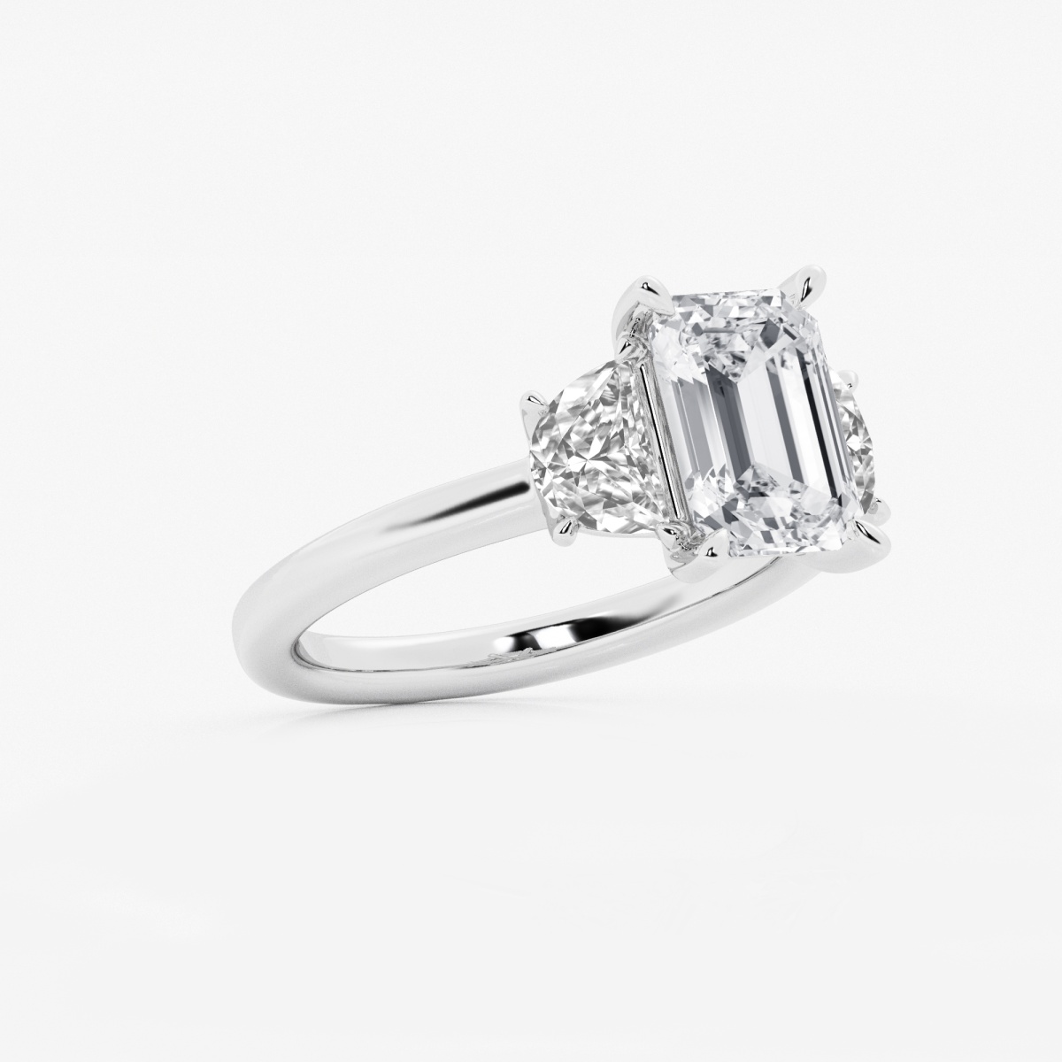 3 ctw Emerald Lab Grown Diamond ThreeStone Engagement Ring with Half