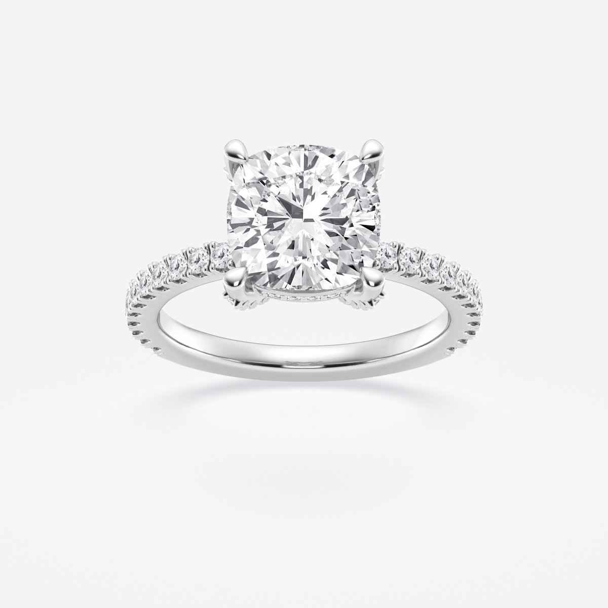 3 2/5 ctw Cushion Colorless Lab Grown Diamond Large Halo Engagement Ring 18K White Gold EF, VS2+ Badgley Mischka