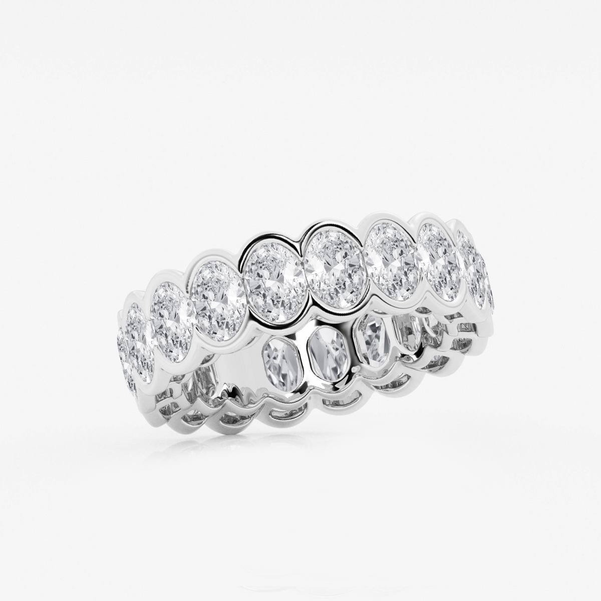 5 ctw Oval Lab Grown Diamond Half Bezel Eternity Band 6.7mm Width