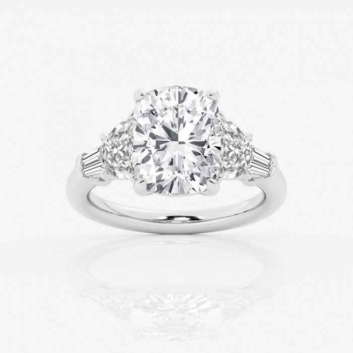 6 1/3 ctw Elongated Cushion Lab Grown Diamond Side Stone Engagement Ring