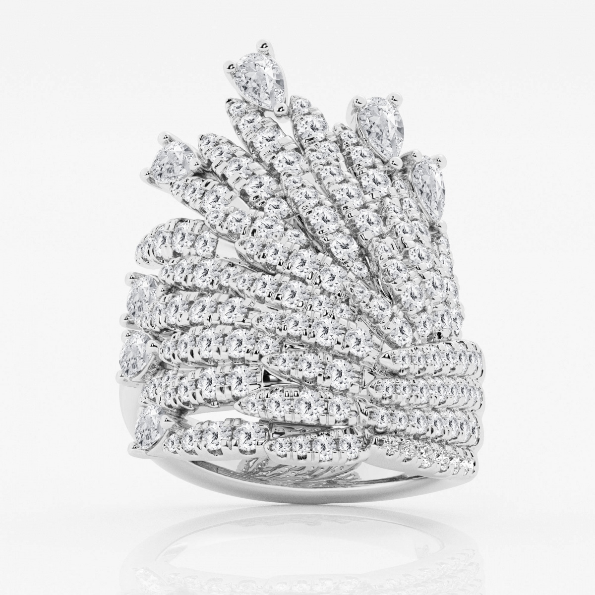 3 ctw Pear Lab Grown Diamond Feather Cocktail Fashion Ring
