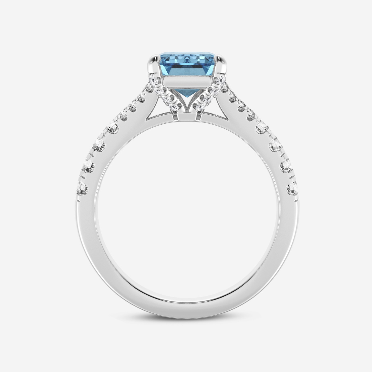 Additional Image 1 for  3 1/2 ctw Fancy Blue Round Lab Grown Diamond Split Shank Side Stone Engagement Ring