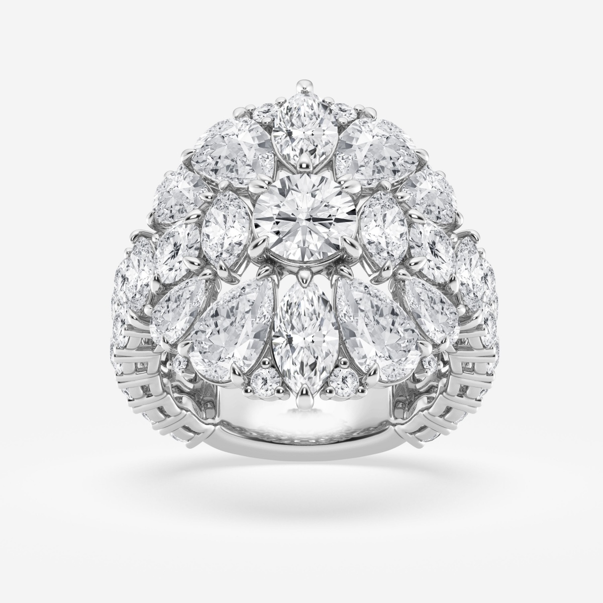 7 1/5 ctw Multi-Shape Lab Grown Diamond Blooming Flower Cocktail Fashion Ring