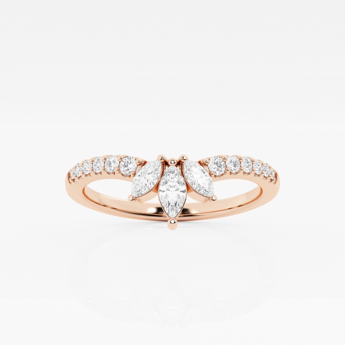 2/5 ctw Round and Marquise Lab Grown Diamond Chevron Stackable Ring