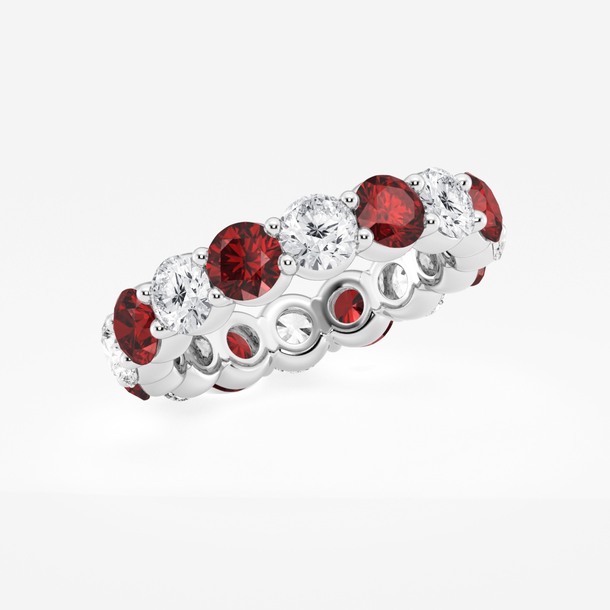 Additional Image 1 for  4.6 mm Round Cut Created Ruby and 2 2/3 ctw Round Lab Grown Diamond Eternity Band - 4.6mm Width