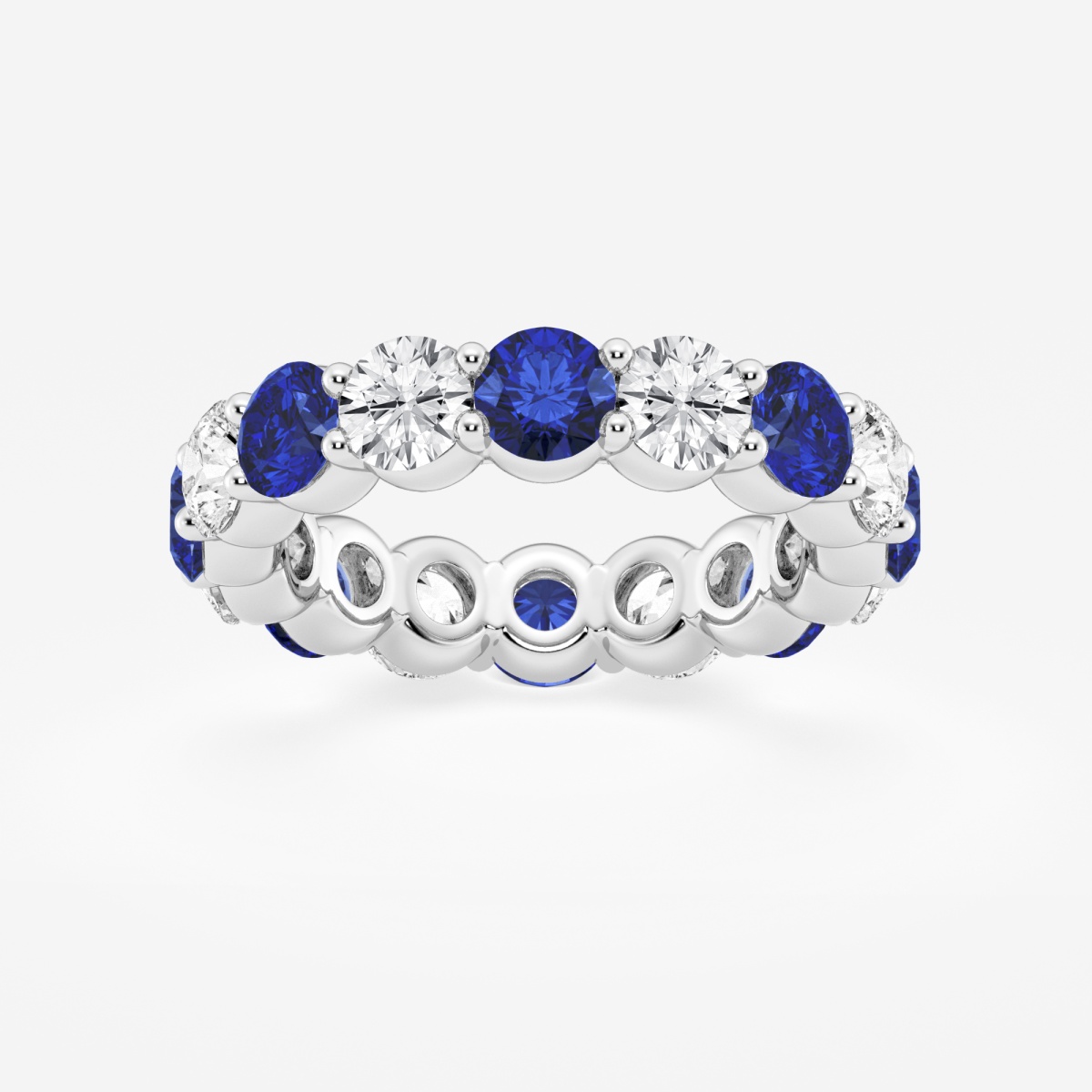 4.3 mm Round Cut Created Sapphire and 2 2/3 ctw Round Lab Grown Diamond Eternity Band - 4.3mm Width