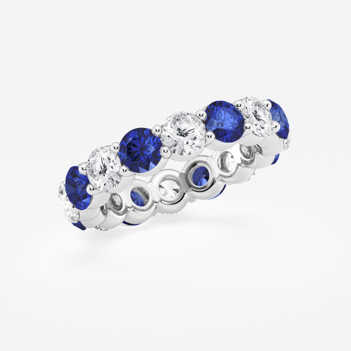 Additional Image 1 for  4.3 mm Round Cut Created Sapphire and 2 2/3 ctw Round Lab Grown Diamond Eternity Band - 4.3mm Width