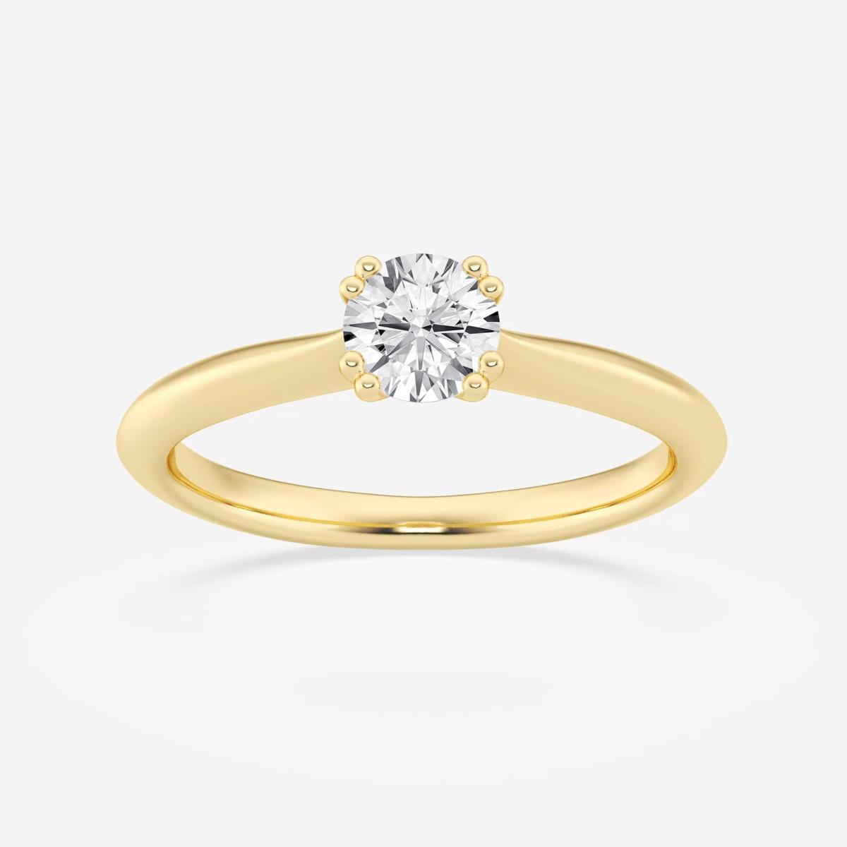 1 Carat Round Lab Grown Diamond Tension Set Solitaire Engagement Ring Yellow Gold Fascinating Diamonds