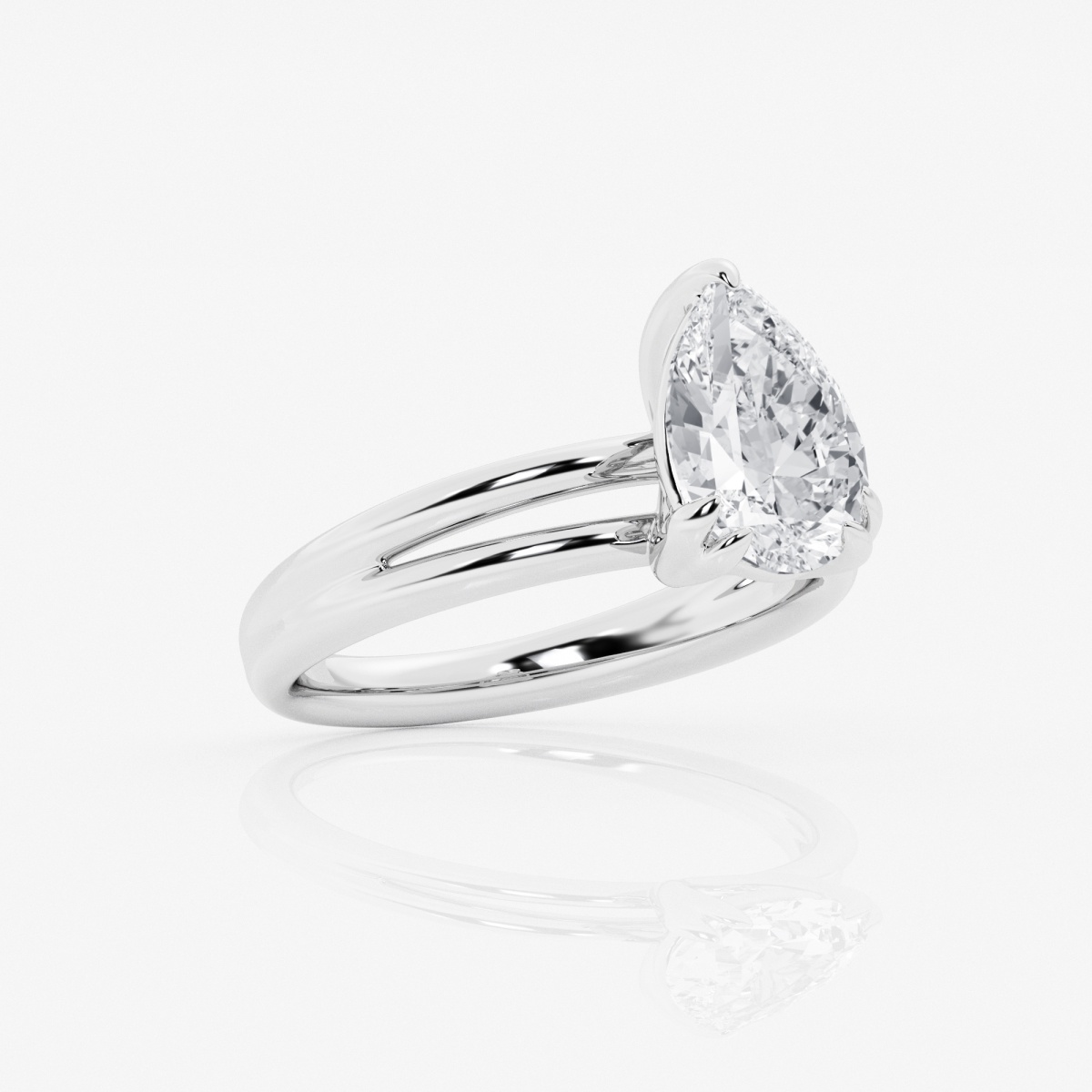 2 Ctw Pear Lab Grown Diamond Double Band Solitaire Engagement Ring ...