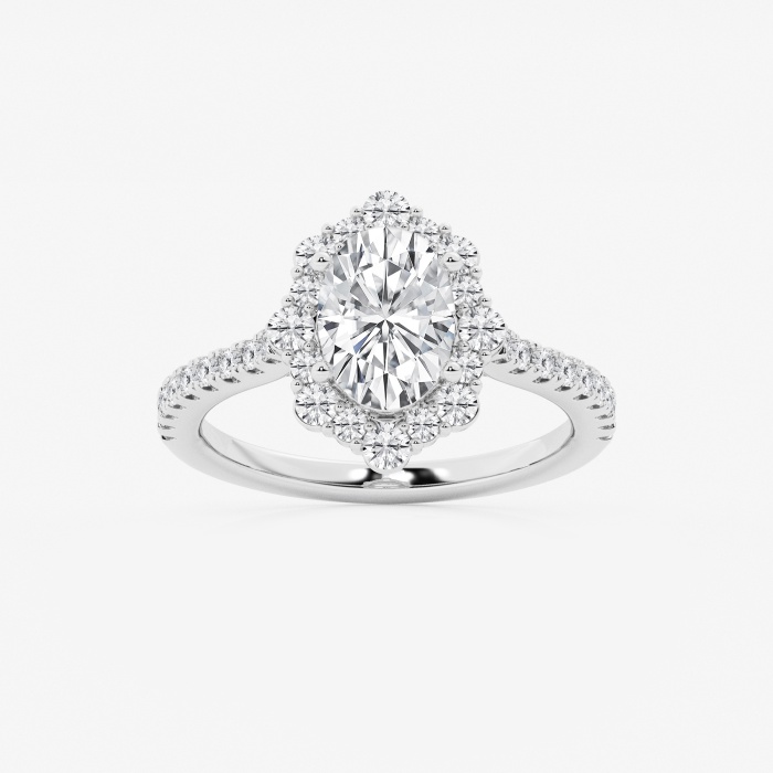 2 1/6 ctw Oval Lab Grown Diamond Floral Halo Engagement Ring