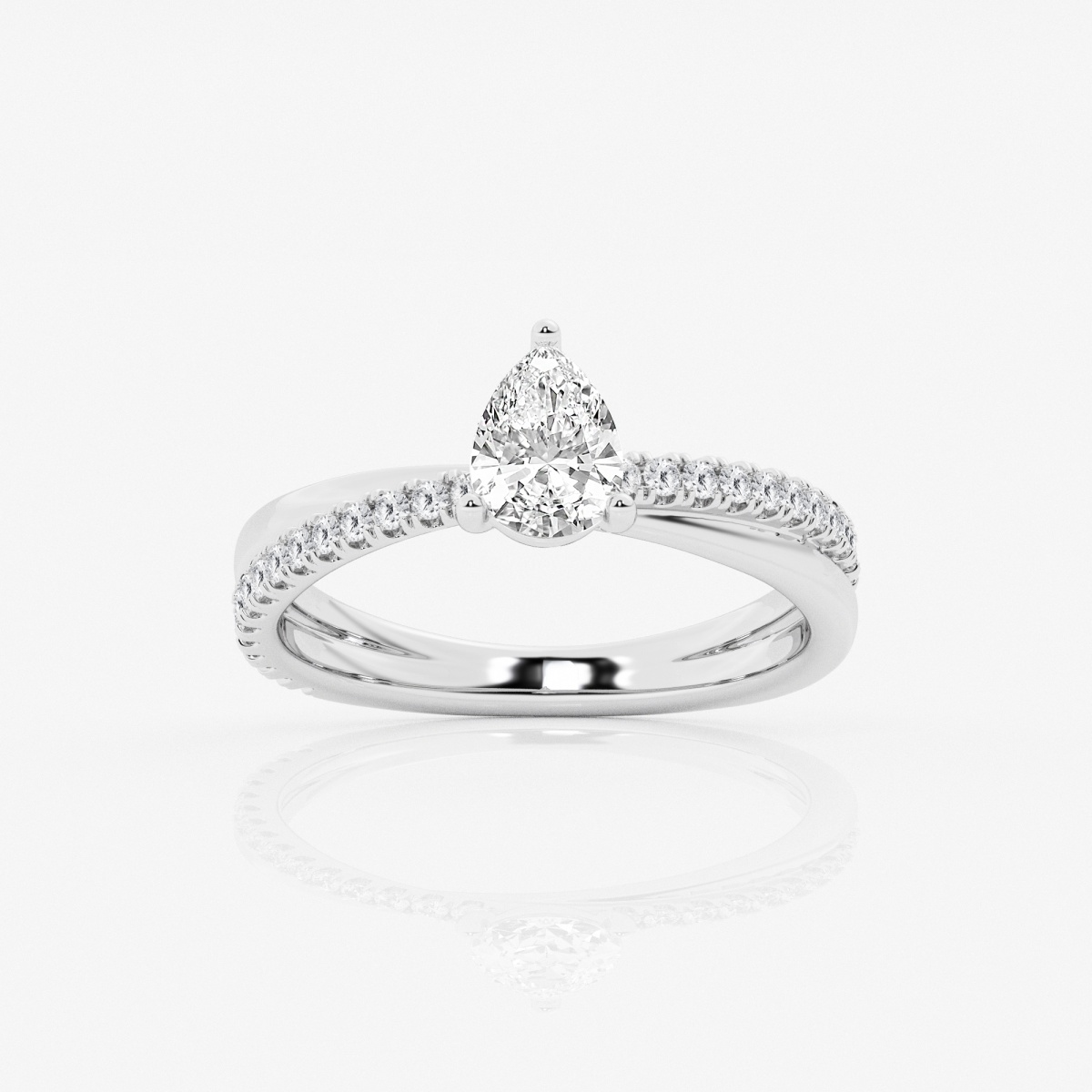 1 ctw Pear Lab Grown Diamond Crossover Double Band Solitaire Engagement