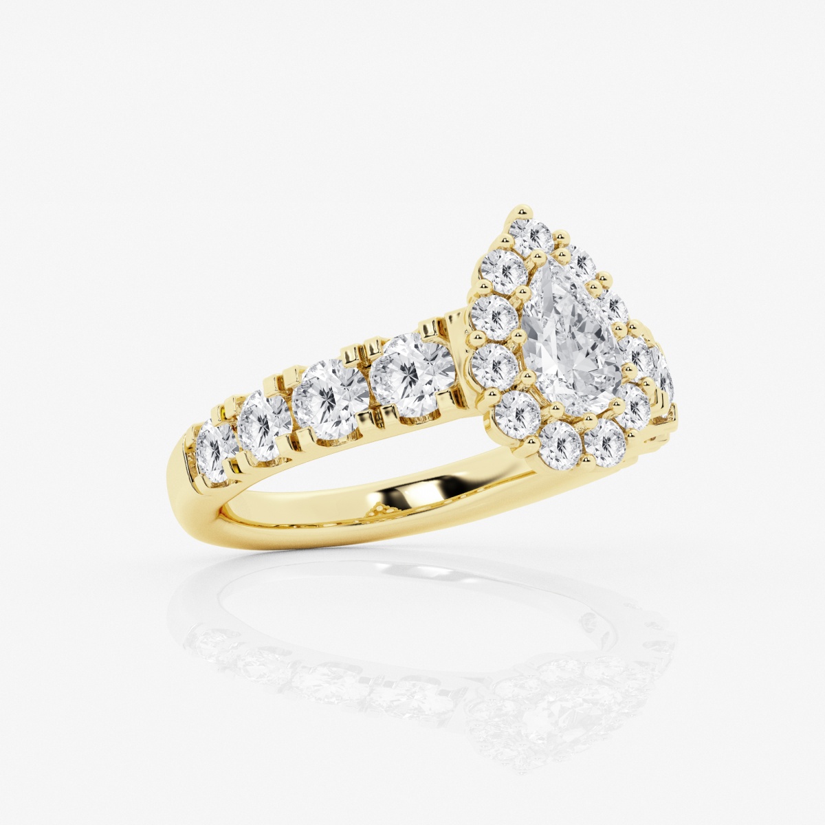 Pear Diamond Halo Engagement Ring 4 / Yellow Gold