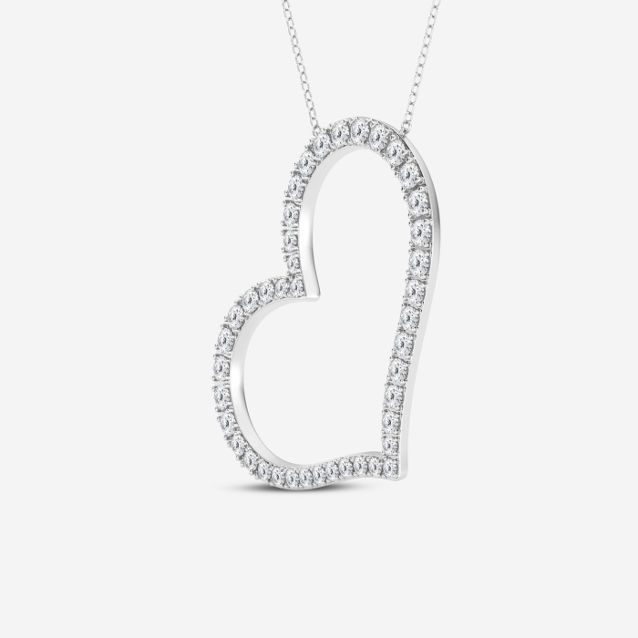 Additional Image 1 for  2 1/8 ctw Round Lab Grown Diamond 1 1/2 Inch Sideways Heart Pendant