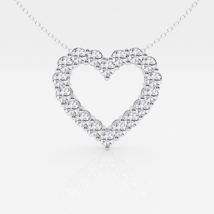 1 1/2 ctw Round Lab Grown Diamond Heart Pendant with Adjustable Chain
